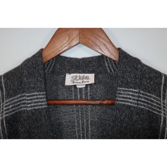Vintage St. John Neiman Marcus Wool Cardigan Sweater Duster Gray 80s Mohair? 4 - Picture 3 of 9